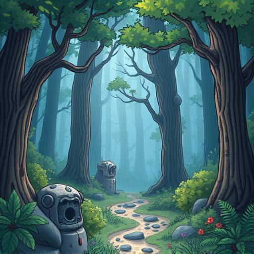 A page from a comic depicting a magical forest, demonstrating a student's artistic ability