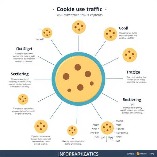 An infographic illustrating the various purposes of cookies, including improving user experience, analyzing website traffic, and personalizing content.