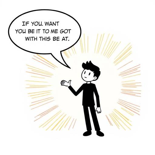 Comic panel illustration of a character sending a message through a futuristic communication device, with speech bubbles indicating the message being sent.